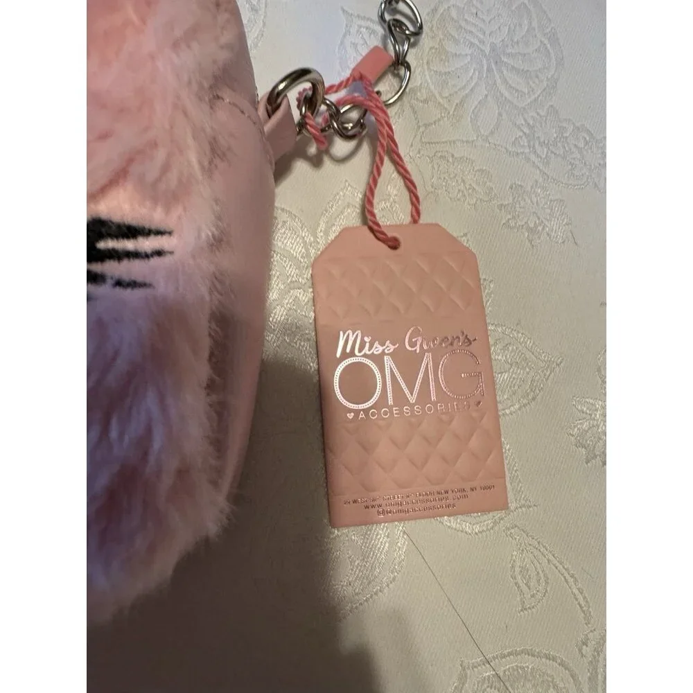 Kids Nordstrom Miss Gwen OMG Furry Unicorn Love Winged Pink Glitter Purse NEW